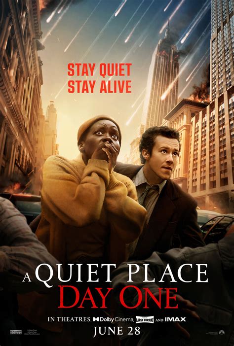 Dec 29, 2023 · A Quiet Place: Day One is closer than ever, and here are the 10 most exciting things to expect from the upcoming film. A prequel to A Quiet Place has the opportunity for all kinds of worldbuilding, reveals, and new story moments, with the highly-anticipated film setting the stage for some major changes to the A Quiet Place universe. 